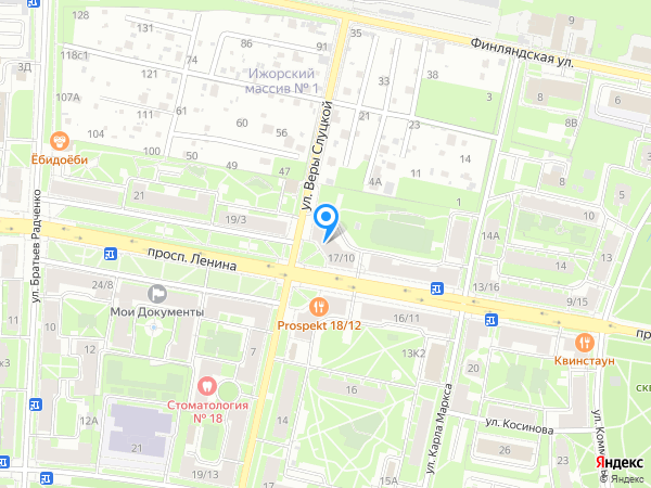 Московский Индустриальный Банк по адресу Колпино, просп. Ленина, д. 17/10, лит. А на карте