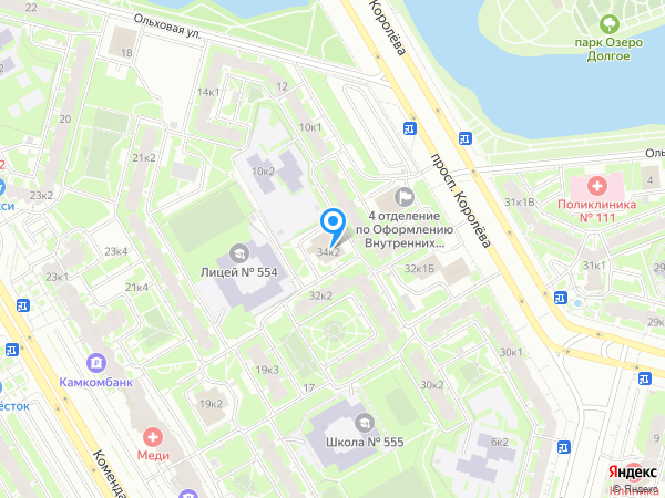 Почта Банк по адресу просп. Королева, д. 34, корп. 2 на карте