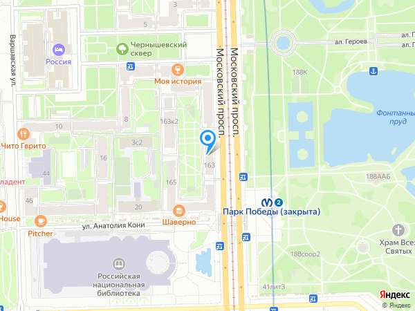 ВТБ Банк Москвы по адресу Московский просп., д. 163 на карте
