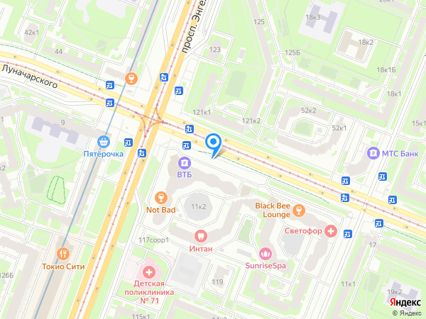 Центры Имплантации и Стоматологии ИНТАН по адресу пр-т Луначарского, д. 11, корп. 3 на карте