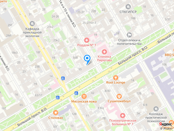 ВТБ Банк Москвы по адресу просп. Большой В. О., д. 53/10, лит. А на карте
