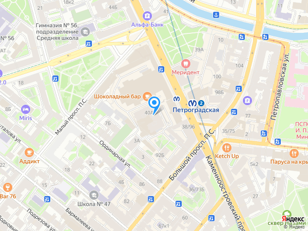 Мастерская Здоровья по адресу Каменноостровский проспект, д. 40 А на карте