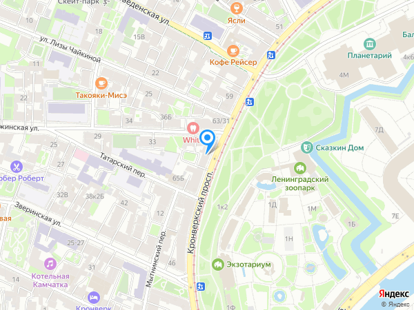 Арт-кафе на Петроградской на карте