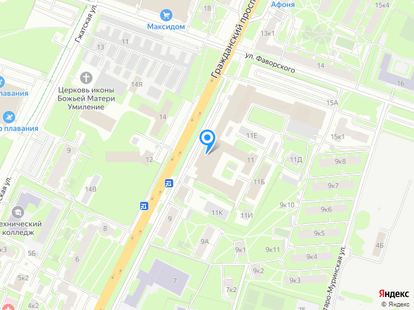 Росбанк по адресу Гражданский просп., д. 11, лит. А на карте