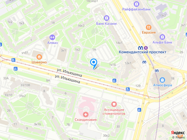 Уральский Банк Реконструкции и Развития по адресу ул. Ильюшина, д. 1, корп. 1 на карте