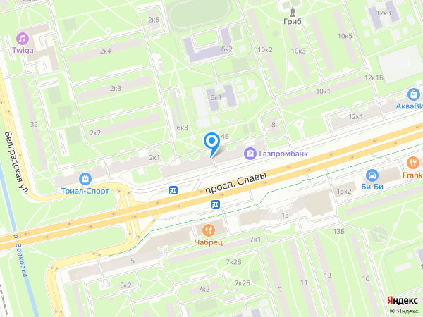 Газпромбанк по адресу просп. Славы, д. 4, лит. А на карте