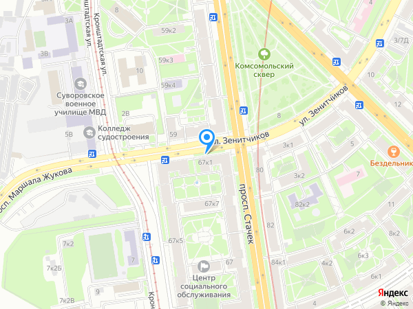 Совкомбанк по адресу просп. Стачек, д. 67, корп. 1 на карте