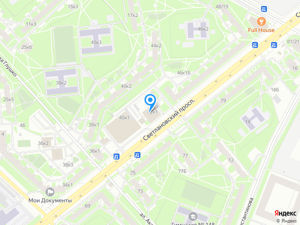 Энергомашбанк по адресу Светлановский просп., д. 42, корп. 1, лит. Б на карте