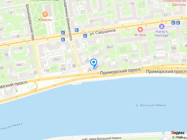 Невский Банк по адресу Приморский просп., д. 25 на карте