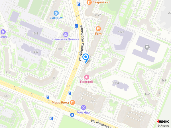 Вероника по адресу ул. Фёдора Абрамова, 17 на карте