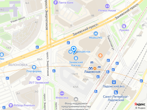 Интерспорт в ТЦ «Заневский каскад» на карте